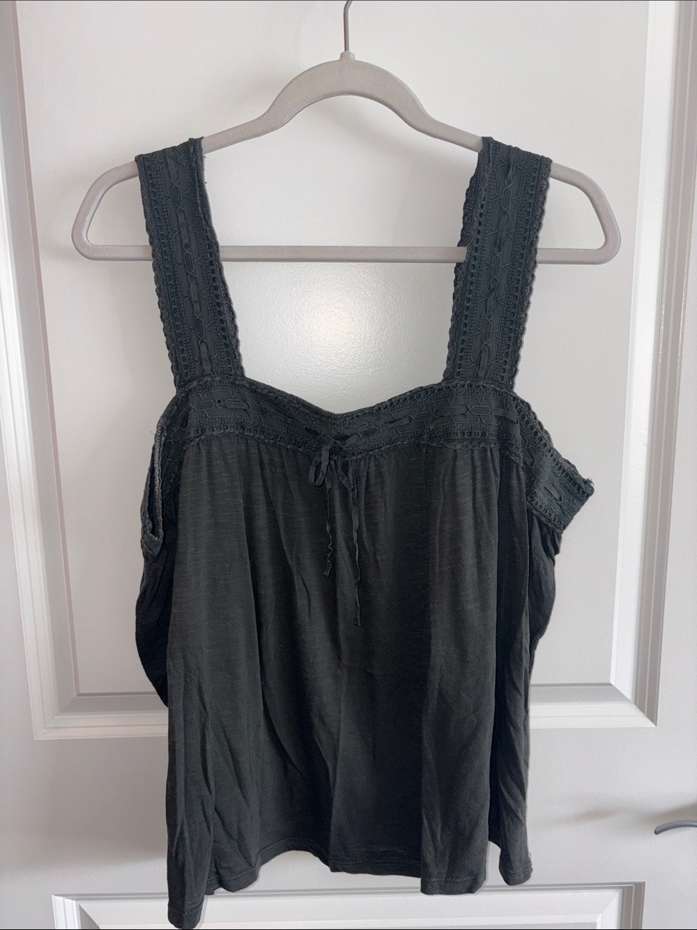 Lucky Brand Wide Strap Crochet-Trim Tank Top